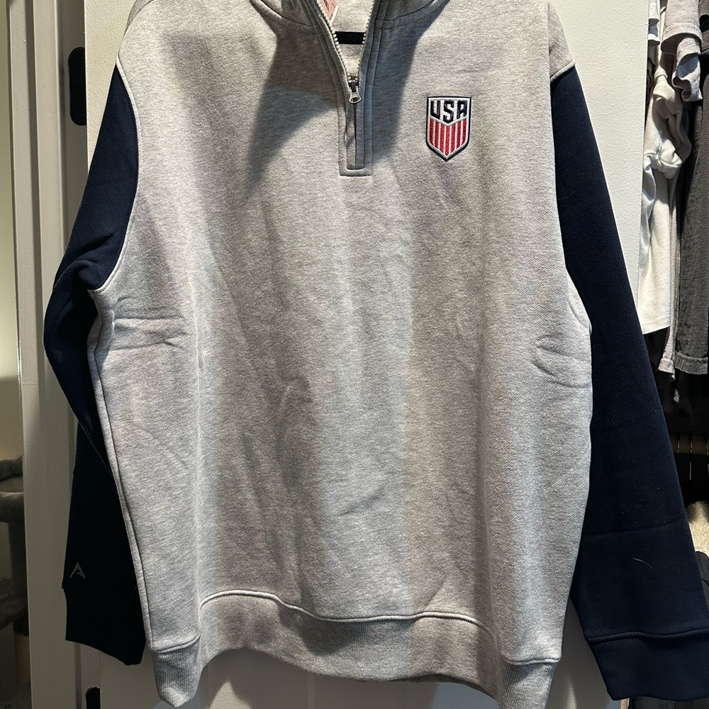 USA Soccer Gray and Navy quarter-zip
